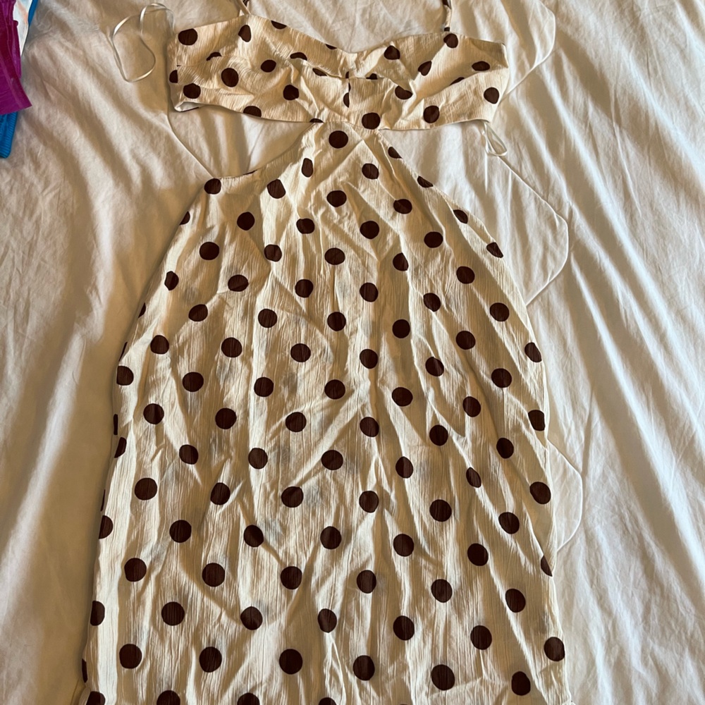 Zara linen midi dress with cutouts.